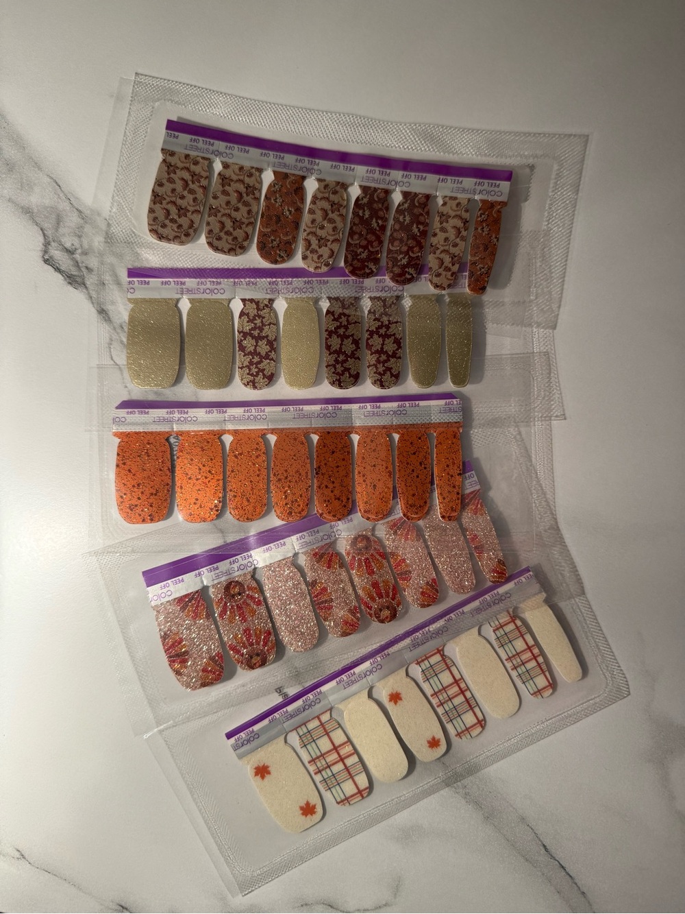Color Street Fall/Thanksgiving Nail Strips - Lot of 5